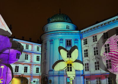 Hofburg mit Lasershow Blumen