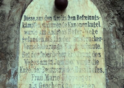 Kanonenkugel Andreas Hofer Weg Natters